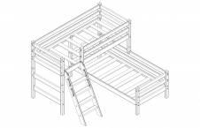 Кровать детская угловая «Соня» с наклонной лестницей (вариант 8)